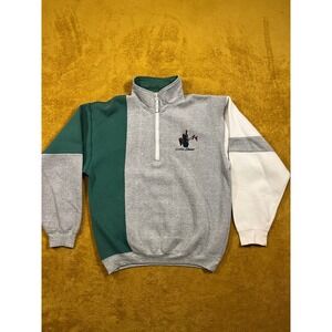 VINTAGE BAC Premier Mens Color block Golf Quarter Zip Pullover Sweatshirt Medium